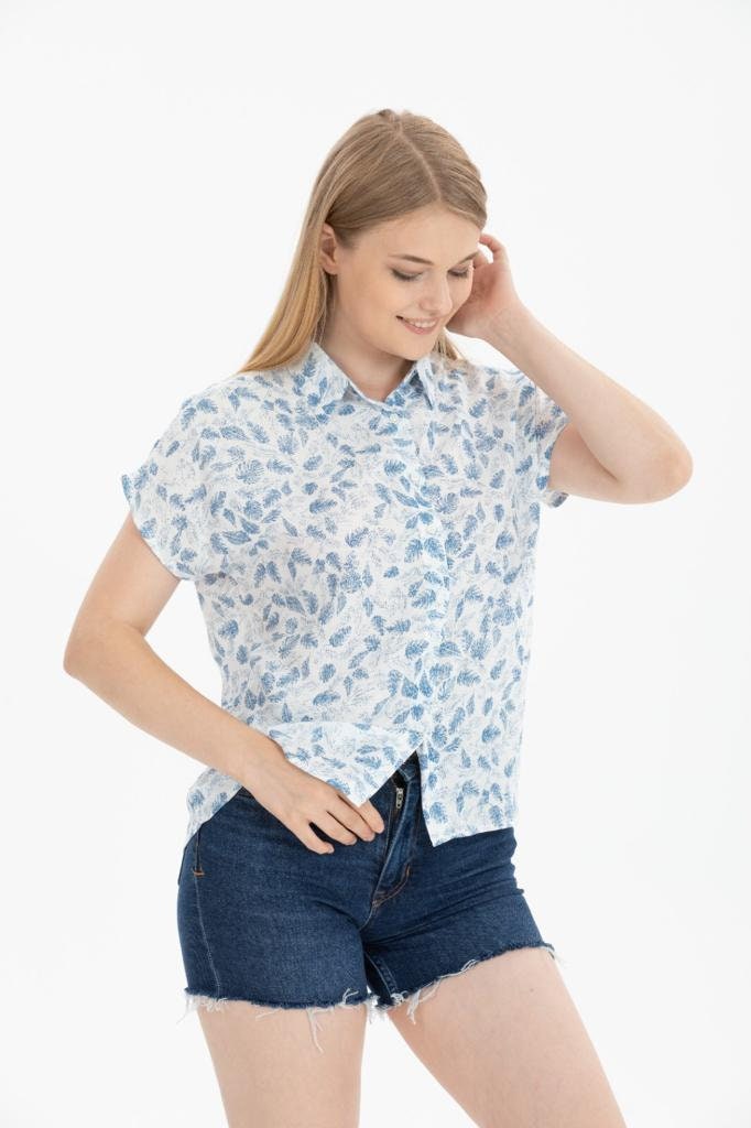 Soft Blue Short Sleeve Blouse