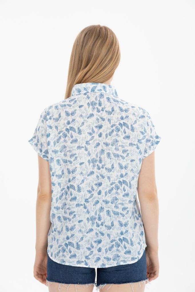 Soft Blue Short Sleeve Blouse