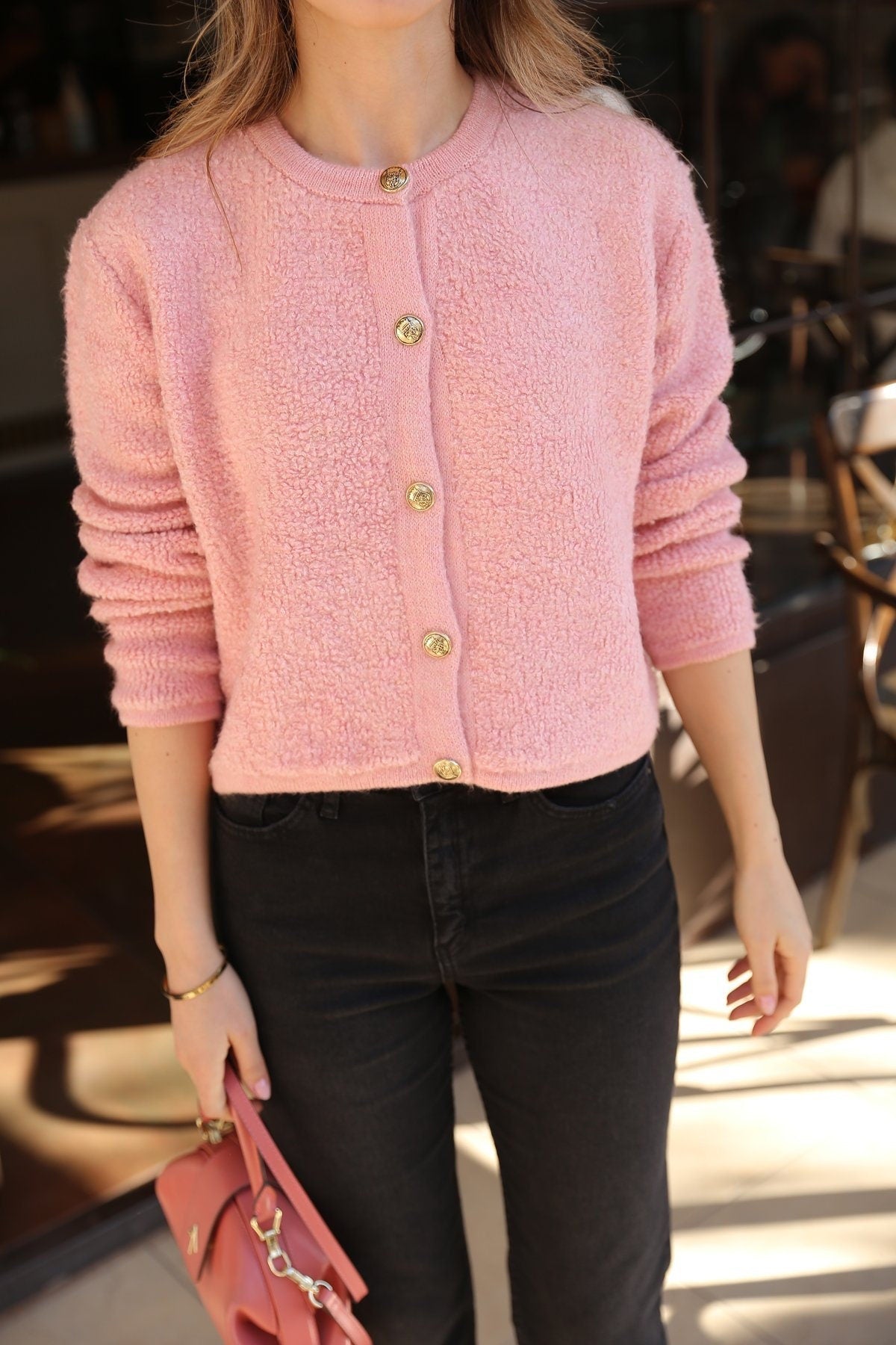 Gold Buttoned Teddy Cardigan 