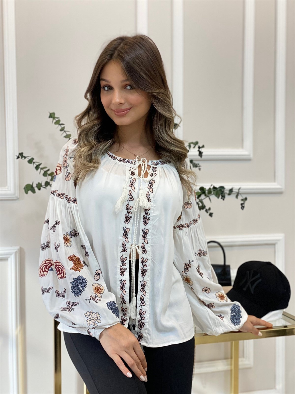 Bohemian Rhapsody Embroidered Cotton Blouse