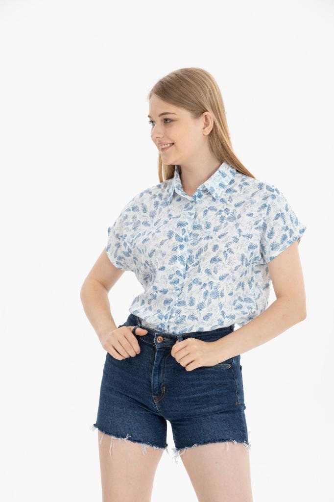 Soft Blue Short Sleeve Blouse