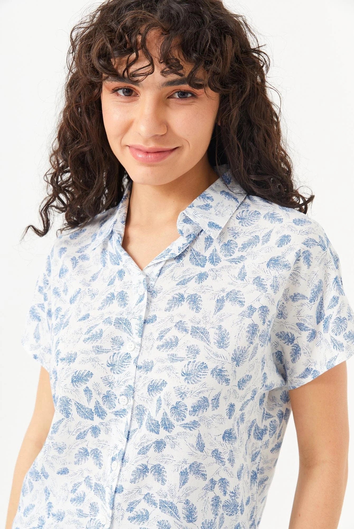 Soft Blue Short Sleeve Blouse