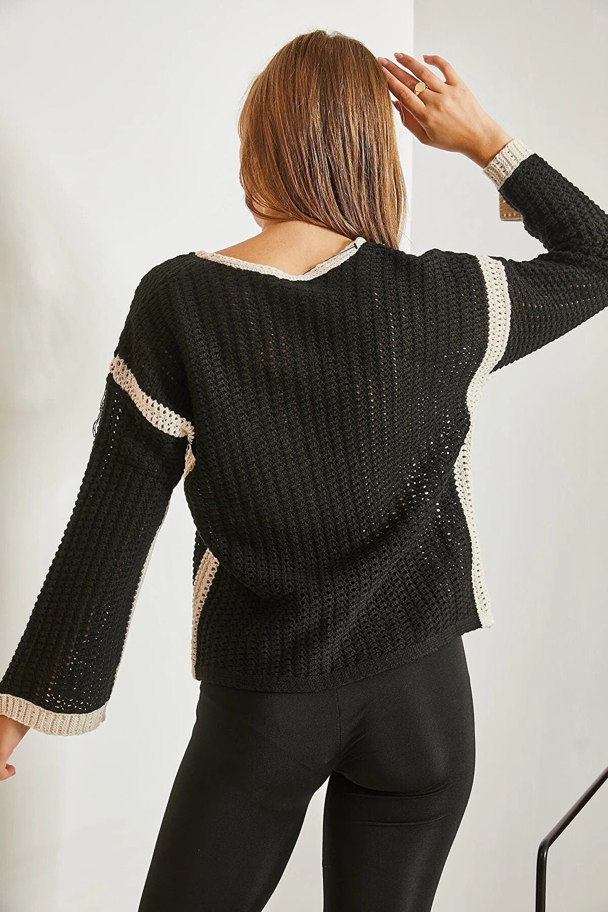 Monochrome Mélange Crochet Sweater