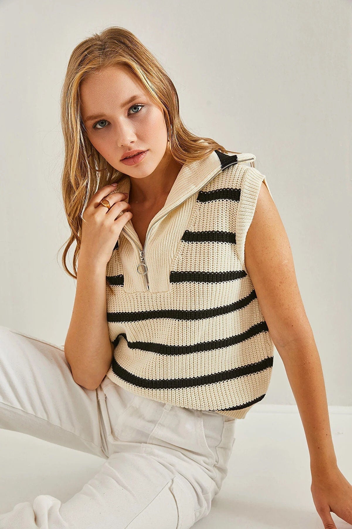 Mod Monochrome Knit Vest