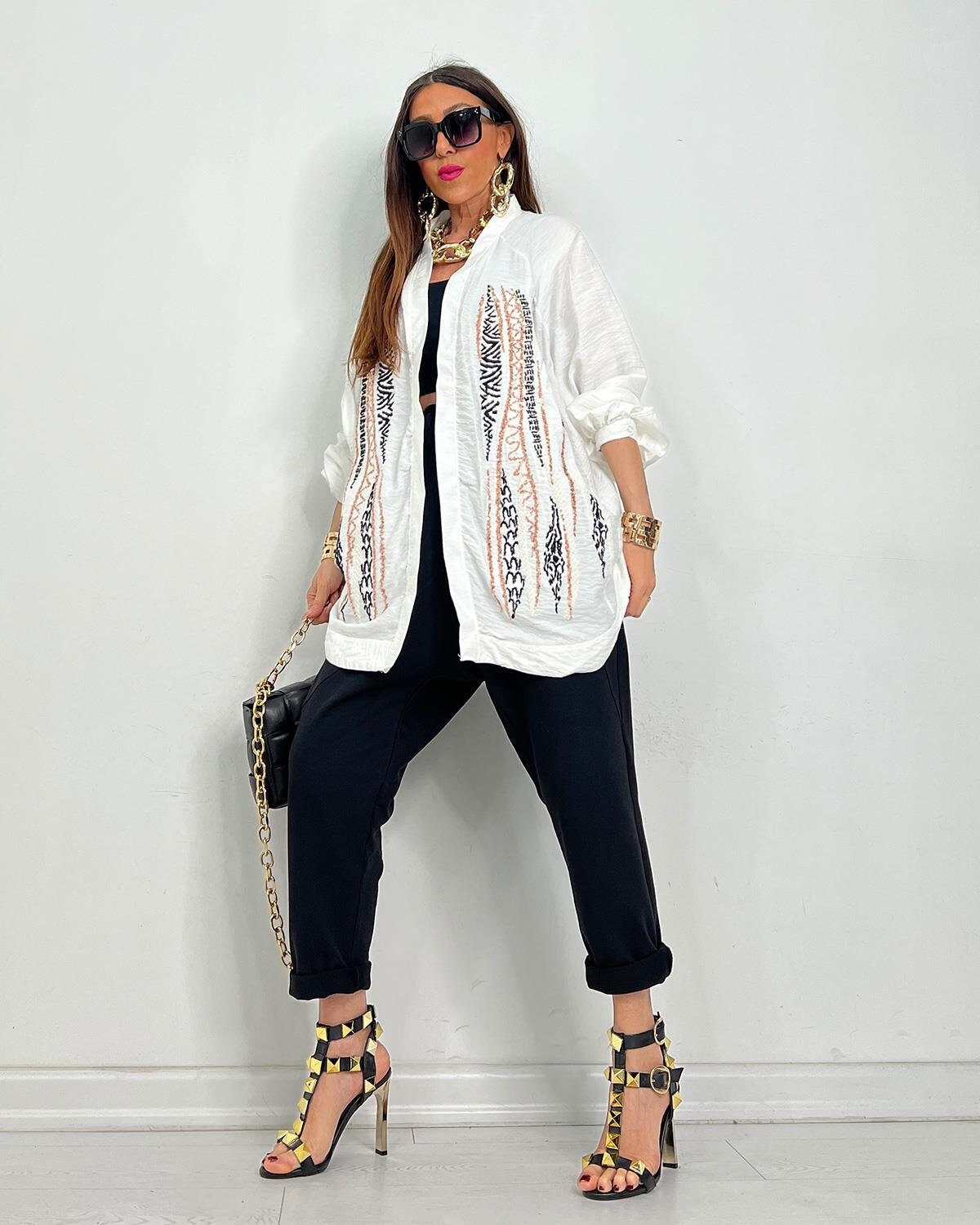 White Designer Sequin Kimono