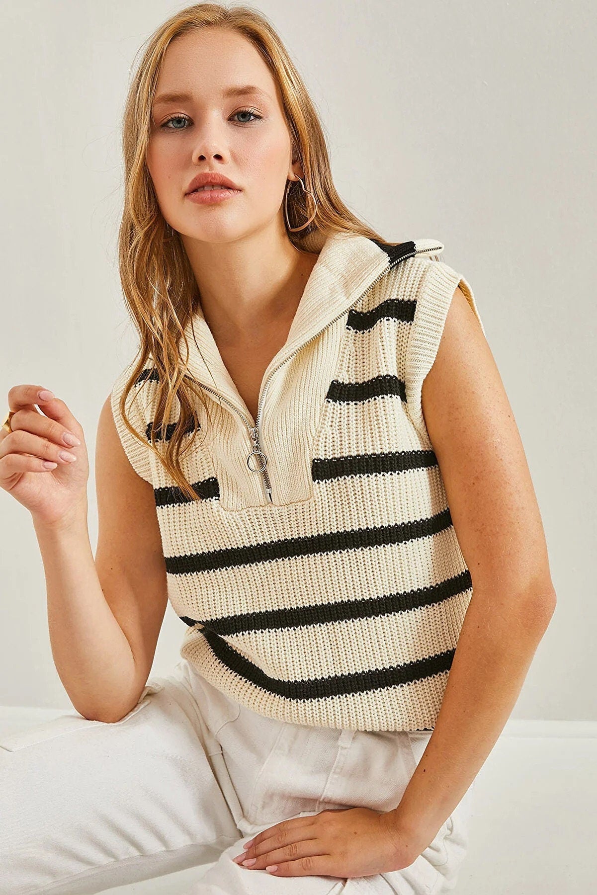 Mod Monochrome Knit Vest