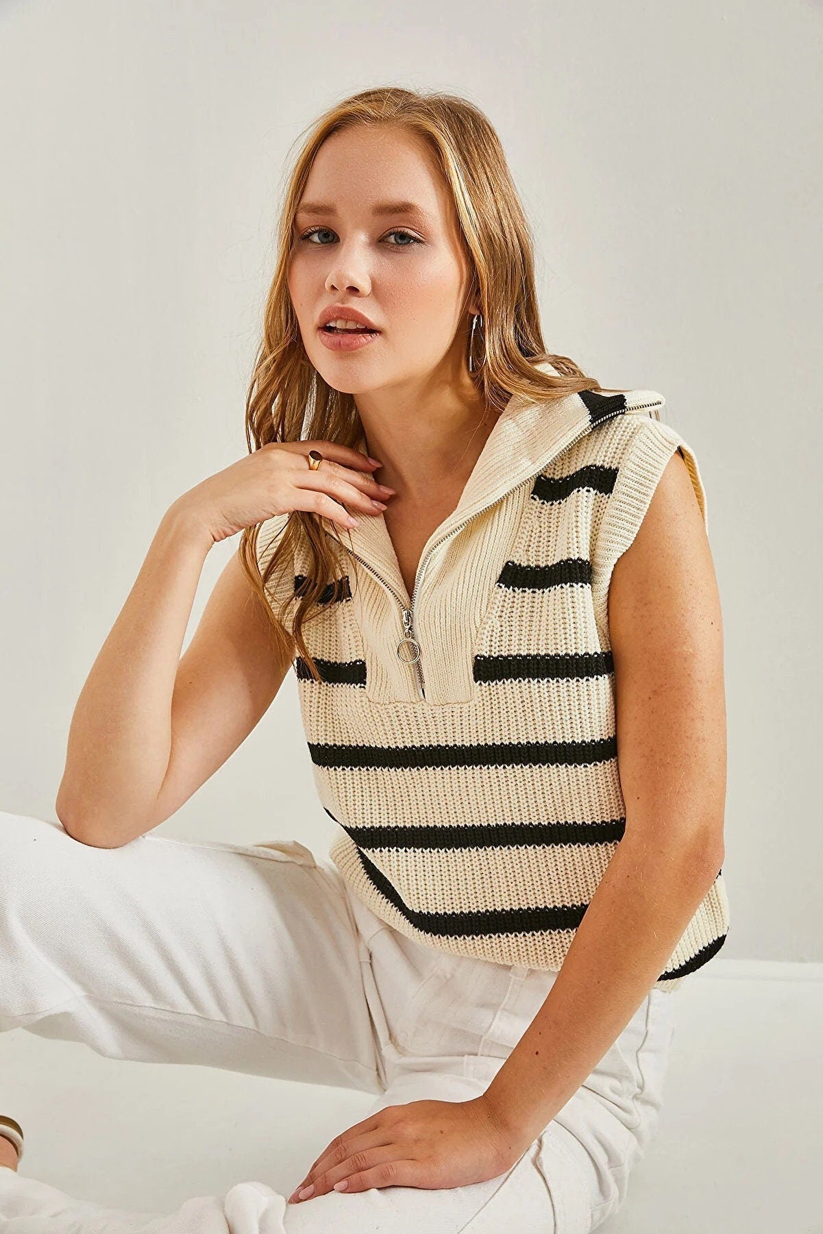 Mod Monochrome Knit Vest