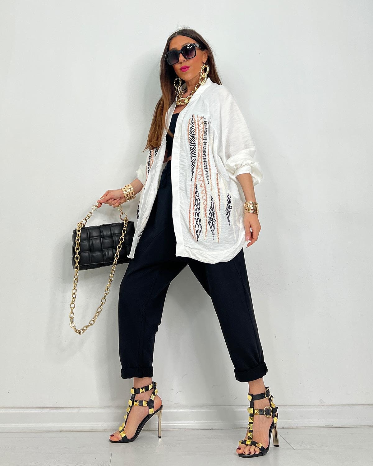 White Designer Sequin Kimono