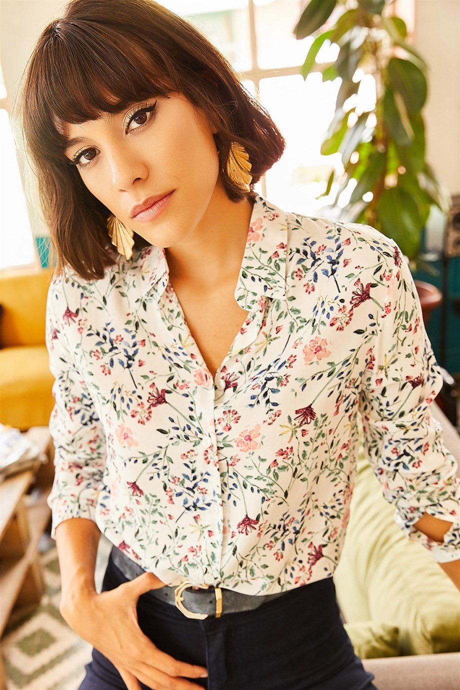 Pink Floral Button Down Shirt