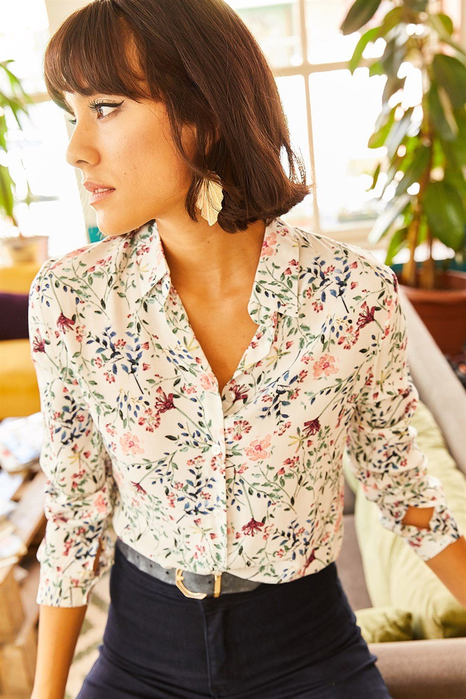 Pink Floral Button Down Shirt