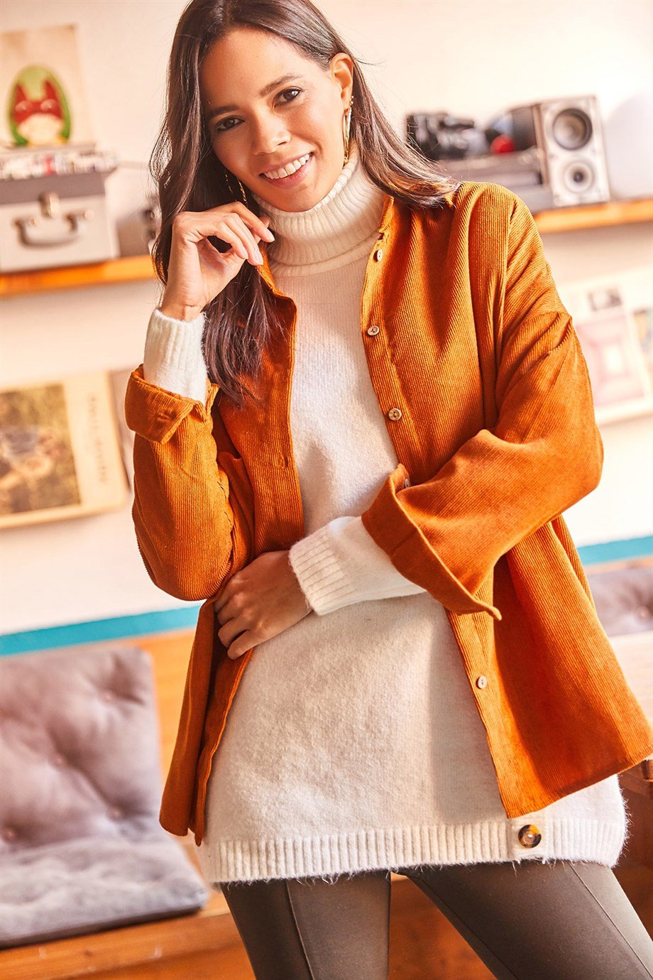 Dark Orange Velvet Blouse