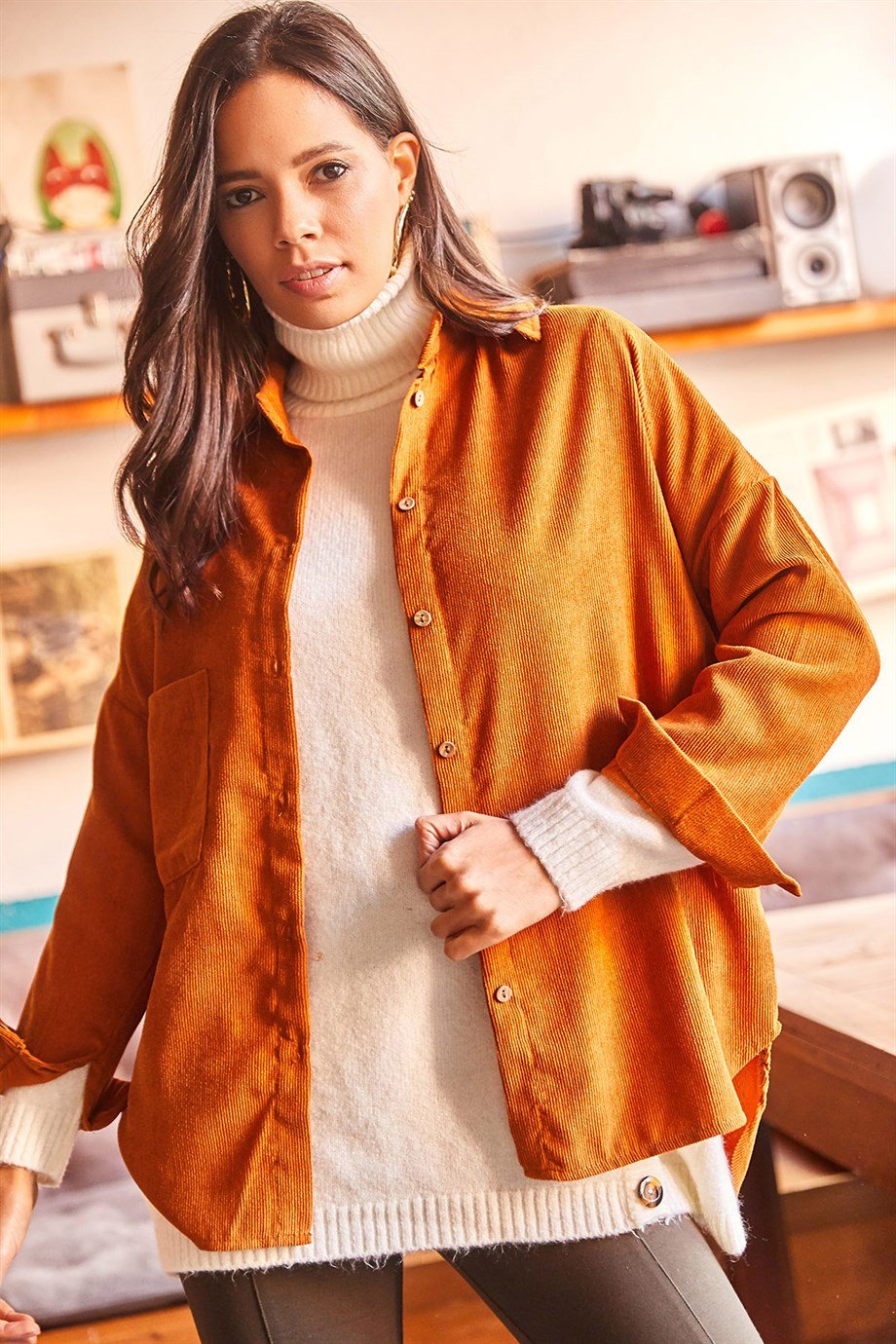 Dark Orange Velvet Blouse