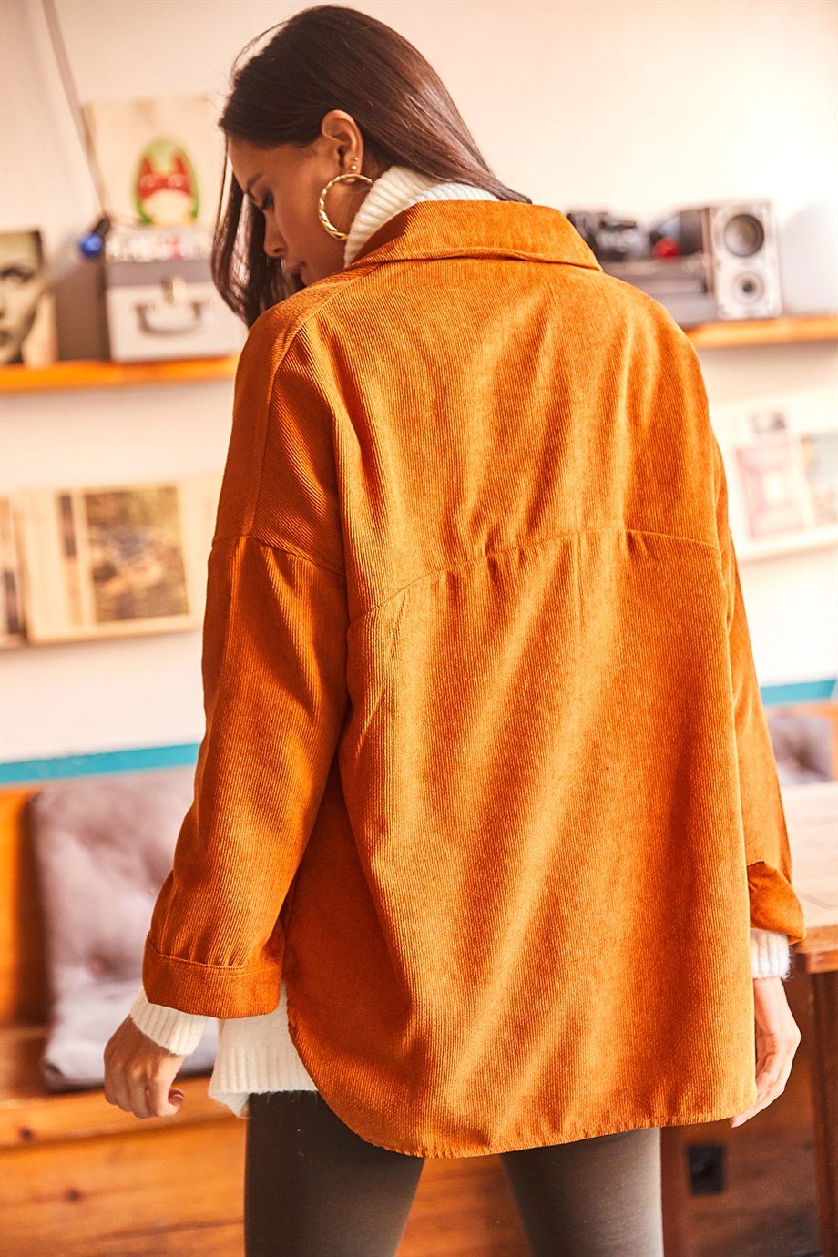 Dark Orange Velvet Blouse