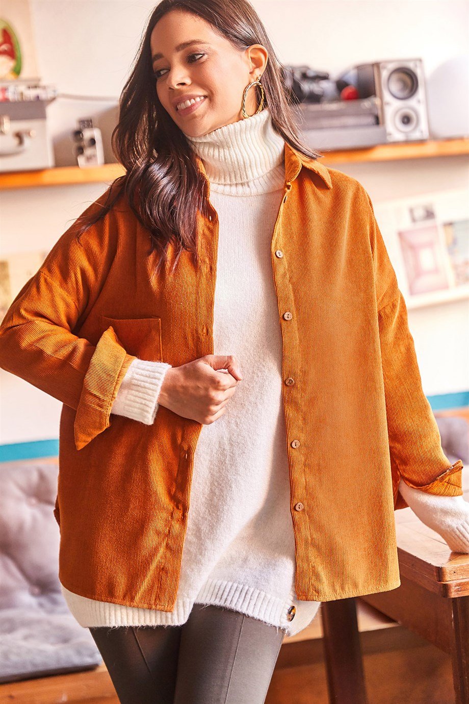 Dark Orange Velvet Blouse